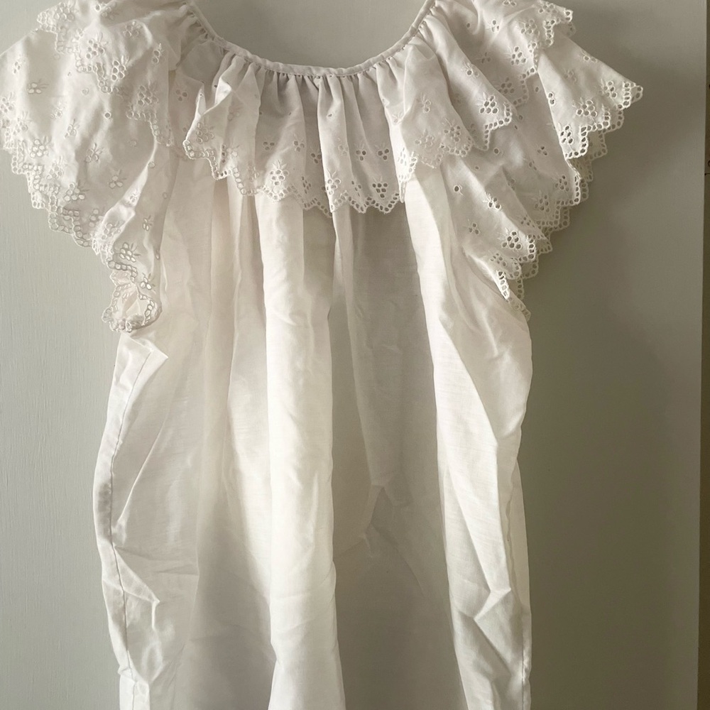 White Eyelet Ruffle Blouse - Picture 2 of 4